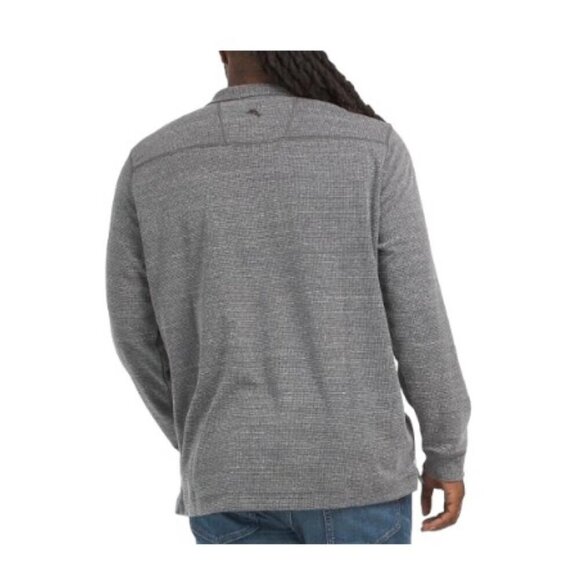 Tommy Bahama Mens Grey Big Tall Half Snap Mock Neck Sweatshirt Sz 2XL New - Picture 2 of 12